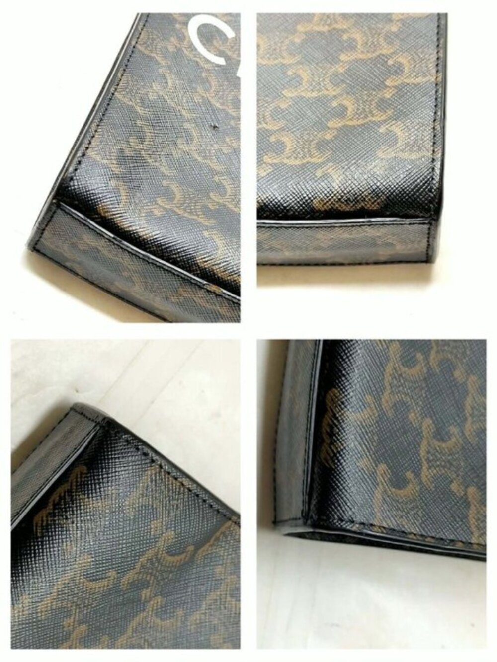 Authentic Celine Mini Vertical Cabas Triomphe Canvas Crossbody Tote Brown Logo - Picture 10 of 16